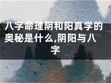 八字命理阴和阳真学的奥秘是什么,阴阳与八字