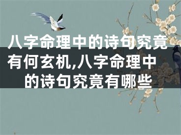 八字命理中的诗句究竟有何玄机,八字命理中的诗句究竟有哪些