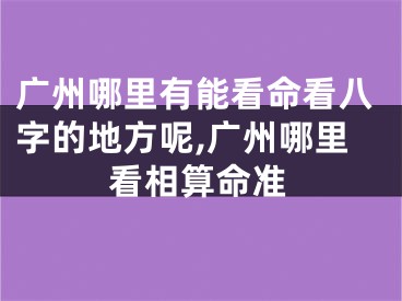 广州哪里有能看命看八字的地方呢,广州哪里看相算命准