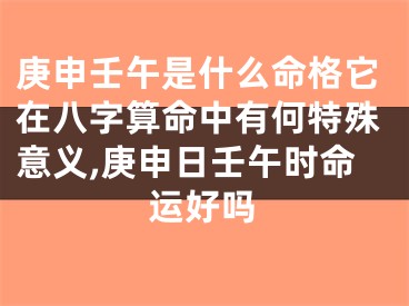 庚申壬午是什么命格它在八字算命中有何特殊意义,庚申日壬午时命运好吗