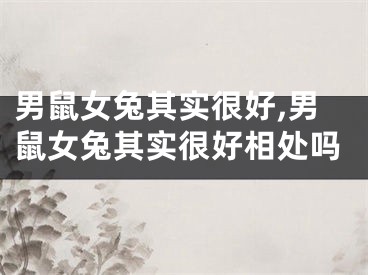 男鼠女兔其实很好,男鼠女兔其实很好相处吗