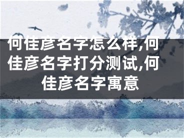 何佳彦名字怎么样,何佳彦名字打分测试,何佳彦名字寓意