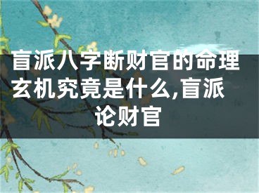 盲派八字断财官的命理玄机究竟是什么,盲派论财官