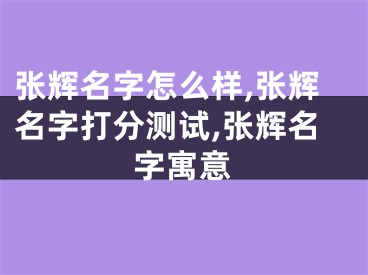 张辉名字怎么样,张辉名字打分测试,张辉名字寓意