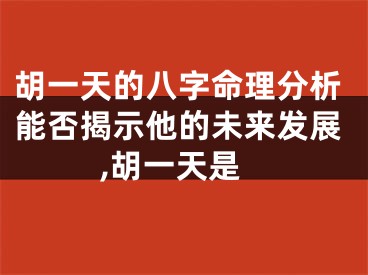 胡一天的八字命理分析能否揭示他的未来发展,胡一天是