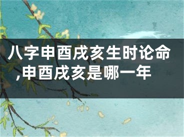 八字申酉戌亥生时论命,申酉戌亥是哪一年