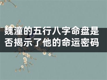魏潼的五行八字命盘是否揭示了他的命运密码