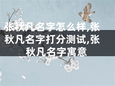 张秋凡名字怎么样,张秋凡名字打分测试,张秋凡名字寓意
