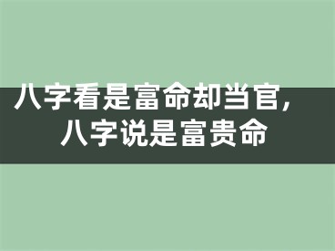 八字看是富命却当官,八字说是富贵命