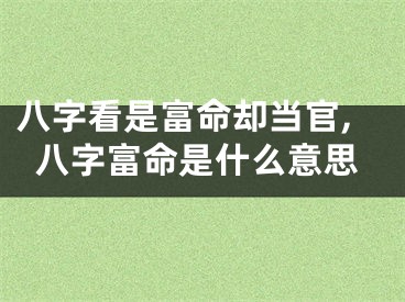 八字看是富命却当官,八字富命是什么意思