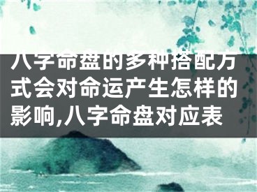 八字命盘的多种搭配方式会对命运产生怎样的影响,八字命盘对应表
