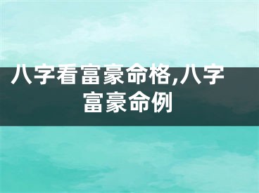 八字看富豪命格,八字富豪命例