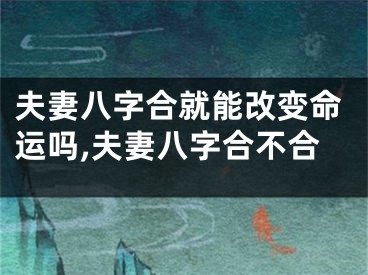 夫妻八字合就能改变命运吗,夫妻八字合不合