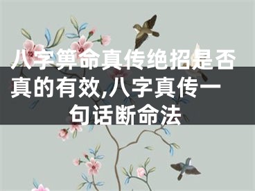 八字箅命真传绝招是否真的有效,八字真传一句话断命法
