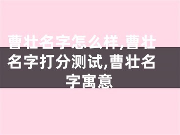 曹壮名字怎么样,曹壮名字打分测试,曹壮名字寓意