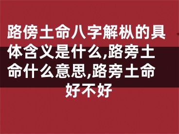 路傍土命八字解枞的具体含义是什么,路旁土命什么意思,路旁土命好不好