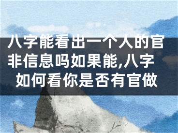 八字能看出一个人的官非信息吗如果能,八字如何看你是否有官做
