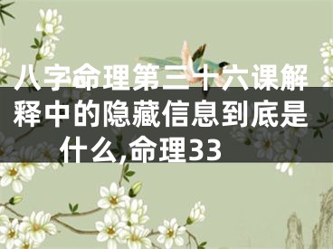 八字命理第三十六课解释中的隐藏信息到底是什么,命理33