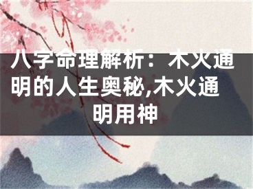 八字命理解析：木火通明的人生奥秘,木火通明用神
