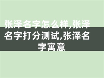 张泽名字怎么样,张泽名字打分测试,张泽名字寓意