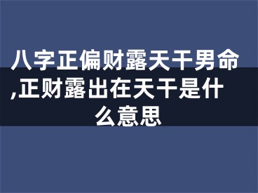八字正偏财露天干男命,正财露出在天干是什么意思