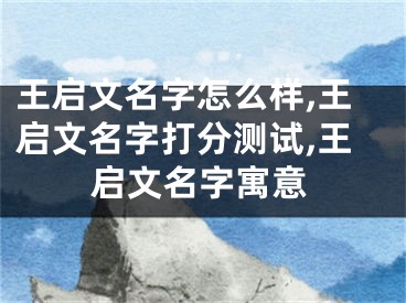 王启文名字怎么样,王启文名字打分测试,王启文名字寓意
