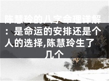 陈慧玲的八字命理详解：是命运的安排还是个人的选择,陈慧玲生了几个