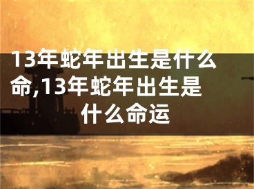 13年蛇年出生是什么命,13年蛇年出生是什么命运