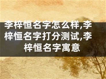 李梓恒名字怎么样,李梓恒名字打分测试,李梓恒名字寓意