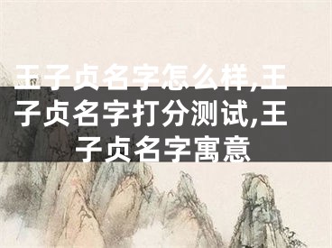 王子贞名字怎么样,王子贞名字打分测试,王子贞名字寓意