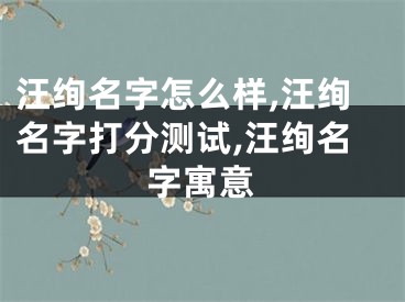 汪绚名字怎么样,汪绚名字打分测试,汪绚名字寓意
