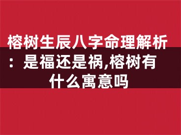 榕树生辰八字命理解析：是福还是祸,榕树有什么寓意吗