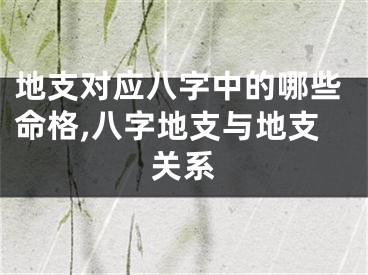 地支对应八字中的哪些命格,八字地支与地支关系
