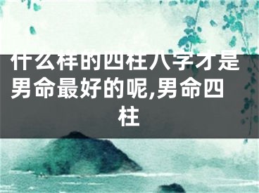 什么样的四柱八字才是男命最好的呢,男命四柱