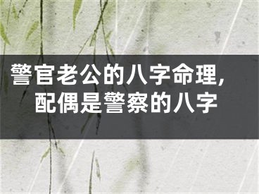 警官老公的八字命理,配偶是警察的八字