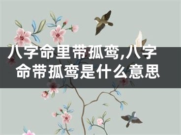 八字命里带孤鸾,八字命带孤鸾是什么意思