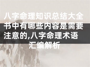 八字命理知识总结大全书中有哪些内容是需要注意的,八字命理术语汇编解析