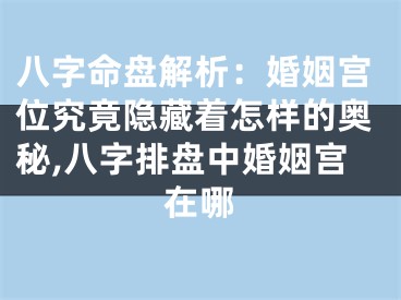 八字命盘解析：婚姻宫位究竟隐藏着怎样的奥秘,八字排盘中婚姻宫在哪