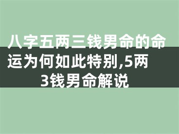 八字五两三钱男命的命运为何如此特别,5两3钱男命解说