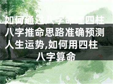 如何通过八字命理四柱八字推命思路准确预测人生运势,如何用四柱八字算命