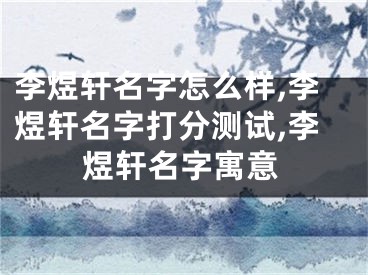 李煜轩名字怎么样,李煜轩名字打分测试,李煜轩名字寓意
