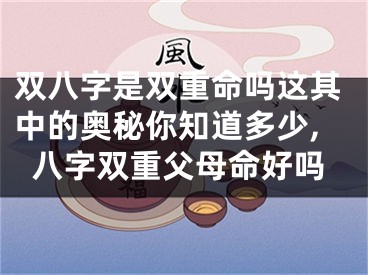 双八字是双重命吗这其中的奥秘你知道多少,八字双重父母命好吗