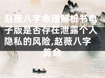 赵薇八字命理解析书电子版是否存在泄露个人隐私的风险,赵薇八字算命