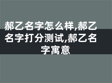郝乙名字怎么样,郝乙名字打分测试,郝乙名字寓意