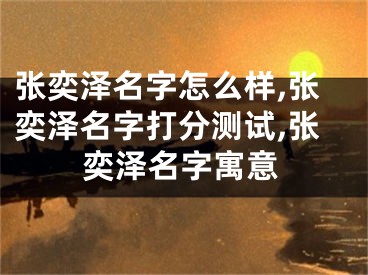 张奕泽名字怎么样,张奕泽名字打分测试,张奕泽名字寓意