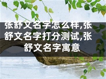 张舒文名字怎么样,张舒文名字打分测试,张舒文名字寓意