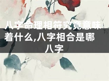 八字命理相符究竟意味着什么,八字相合是哪八字