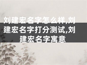 刘建宏名字怎么样,刘建宏名字打分测试,刘建宏名字寓意