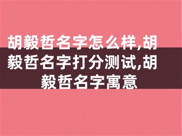 胡毅哲名字怎么样,胡毅哲名字打分测试,胡毅哲名字寓意