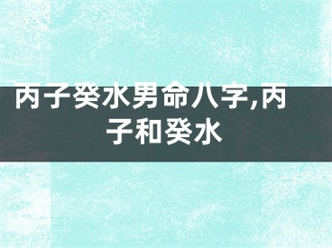 丙子癸水男命八字,丙子和癸水